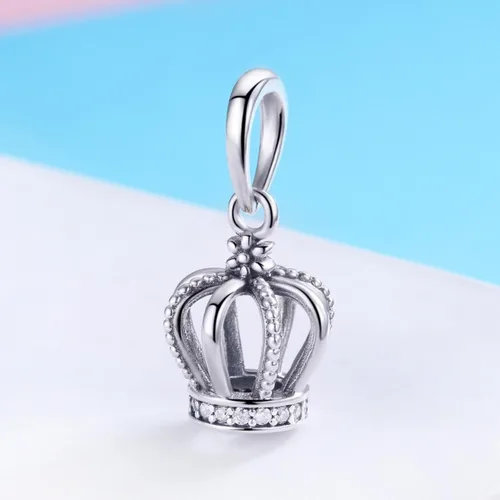 Vista 5 de WOSTU Exquisitos dijes de plata de ley 925 con forma de corazón rosa para pulseras, la llave de corazón, cuentas para mujeres y niñas