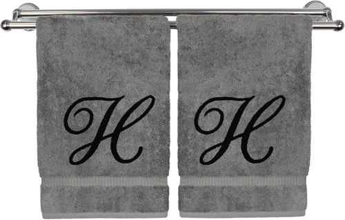 Vista 131 de Toalla de mano con monograma, regalo personalizado, 16 x 30 pulgadas, extra absorbente, 100% algodón turco, acabado de rizo suave, para baño, cocina