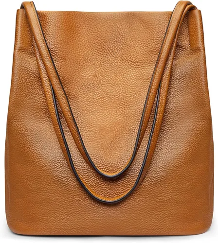 Vista 7 de Kattee Bolso de hombro de cuero suave para mujer con cierre magnético superior