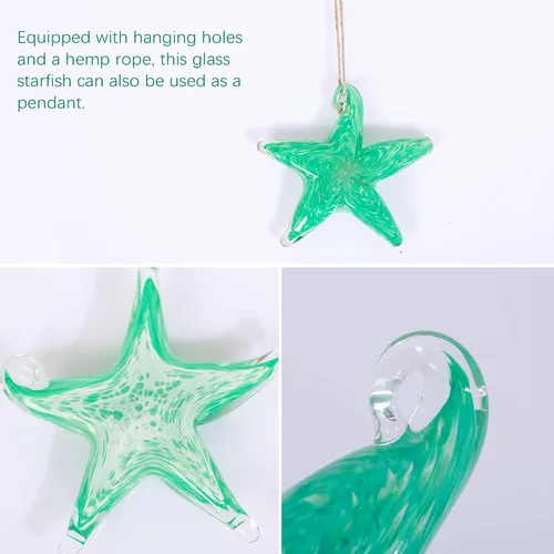 Vista 3 de Estatua de estrella de mar de vidrio soplado a mano, figura de arte moderna de estrella de mar de 4.5 pulgadas, adorno coleccionable de estrellas
