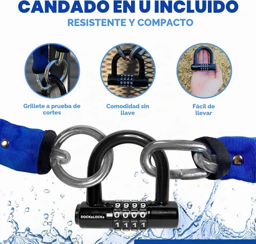 Vista 7 de DocksLocks Kit de cadena de seguridad de 0.315 in (3', 6' o 10')