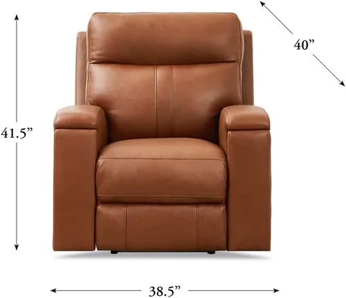 Vista 3 de Hydeline Venice Zero Gravity Power reclinable y reposacabezas de cuero de grano superior con portavasos oculto, 38.5 pulgadas, marrón nuez moscada