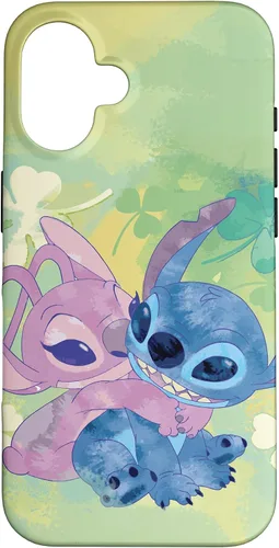 Vista 32 de Disney Stich and Angel Shamrock - Carcasa para iPhone 17, color verde
