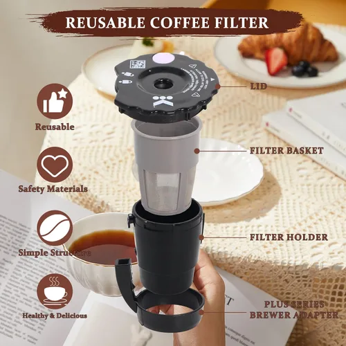 Vista 2 de K250 - Filtro de café molido reutilizable compatible con Keurigg My K Cup 2.0 1.0 K300 K350 K375 K400 K450 K475 - Filtro de café molido recargable