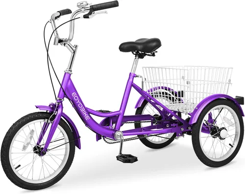 Vista 20 de H&ZT Triciclo para adultos, bicicleta de 3 ruedas, triciclo crucero, con cambio de 7 velocidades, manilla de freno de estacionamiento, paso bajo
