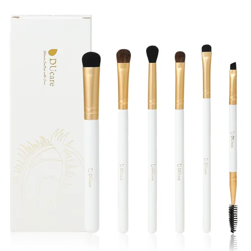 Vista 13 de DUcare Juego de brochas de maquillaje de ojos, 6 brochas profesionales para mezclar sombras de ojos, brochas de maquillaje para corrector de cejas
