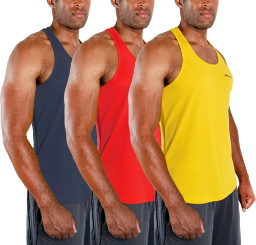 Vista 12 de DEVOPS Paquete de 3 camisetas sin mangas para hombre, con espalda en Y, ajuste seco