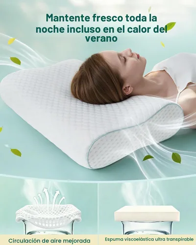 Vista 5 de Releep Almohada cervical de espuma viscoelástica para aliviar el dolor, contorno ajustable (4 alturas), portátil y lavable, almohada de viaje