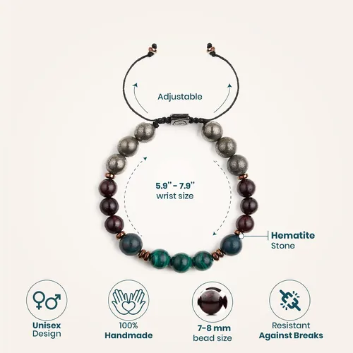 Vista 5 de Semita Pulseras de cristal curativo para hombres y mujeres