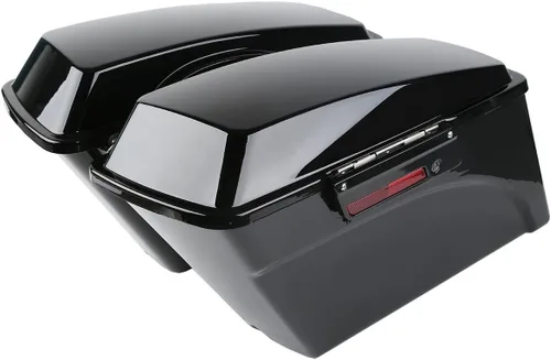 Vista 2 de Alforjas rígidas con soportes de conversión cromados para Harley Davidson 1984-2017 Softail Modelos FLST FLSTC FLSTF FLSTN FLSTS modelos Negro