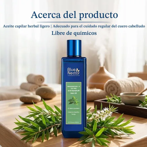 Vista 8 de Aceite de néctar azul 10% Bhringraj y 5% de neem para caspa capilar con aceite de árbol de té