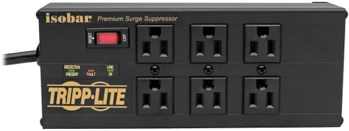 Vista 5 de Tripp Lite Isobar - Regleta de protección contra sobretensiones de 6 salidas con 2 puertos de carga USB, cable de 10 pies de largo, enchufe