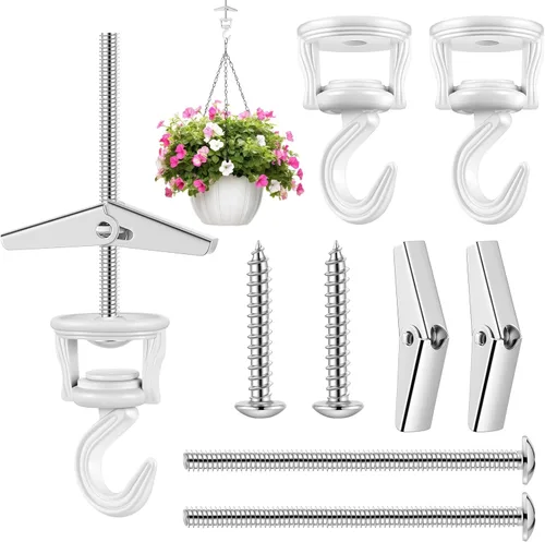 Vista 9 de Hotop 4 ganchos de techo para colgar plantas, ganchos para plantas, ganchos de metal resistentes para interiores y exteriores, para colgar plantas