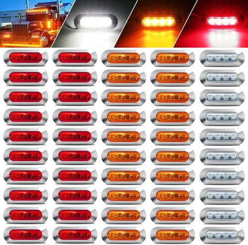 Vista 10 de ALFU 30 piezas 12-24V 4 luces indicadoras laterales LED para marcador de lado delantero, trasero y cola, lámpara de despeje para remolque, camión