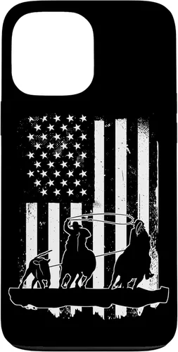 Vista 24 de USA Flag Team Roping Design Rodeo Western Horse Country Case for iPhone 17