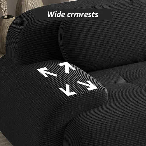 Vista 5 de Sofá biplaza moderno de 80 pulgadas para sala de estar, sofá de pana en forma de nube con asiento profundo, sofá modular negro, sofás de dos plazas