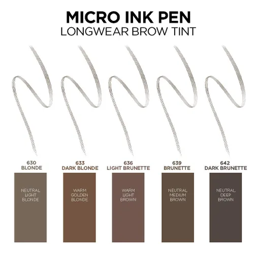 Vista 6 de L'Oreal Paris Micro Ink Pen de Brow Stylist, tinte de cejas de larga duración, efecto similar al cabello, hasta 48 horas de uso, punta de peine