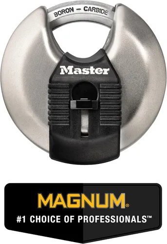 Vista 2 de Master Lock Magnum Candado de Disco de Acero Inoxidable de Servicio Pesado con Llaves, Cerradura de Almacenamiento de Servicio Pesado con Llave