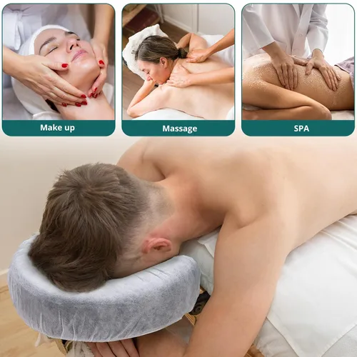Vista 4 de Noverlife 100 fundas desechables ajustables para la cara, no tejidas, ultra suaves, fundas para reposacabezas para mesas de masaje y sillas