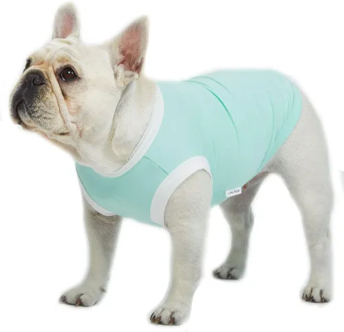 Vista 8 de Camiseta sin mangas para perro, camisas de algodón para perros, camisetas sin mangas, suave, transpirable, fresca para perro, ropa para mascotas