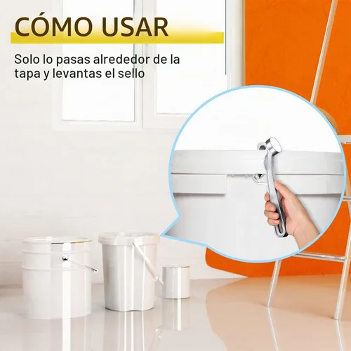 Vista 5 de 1 herramienta abridor de cubos de 5 galones de metal para pepinillos, tapa de bote de pintura con asa, herramienta de extracción de llaves