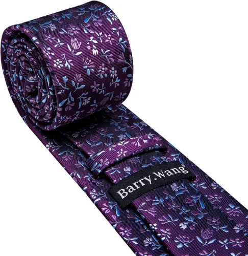 Vista 7 de Barry.Wang Conjunto de corbata de lunares para hombre, gemelos de pañuelo a cuadros, corbatas de moda, corbatas de boda y negocios