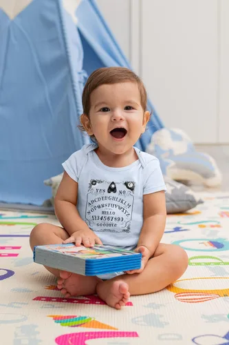 Vista 4 de Pop Threads Ouija Board Seance Spirit Board Design Goth Gothic Infant Baby Boy Girl Bodysuit