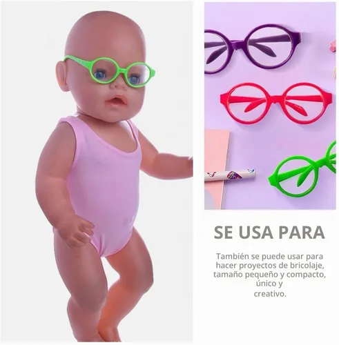 Vista 4 de Toyvian 3 pares de gafas de marco redondo para figuras de felpa de 18