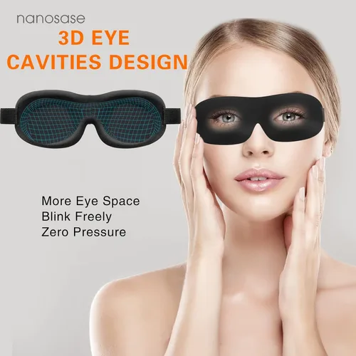 Vista 2 de Máscara para dormir 3D con los ojos vendados, de espuma viscoelástica HD, extremadamente cómoda y ligera de llevar (venda 1 negro)