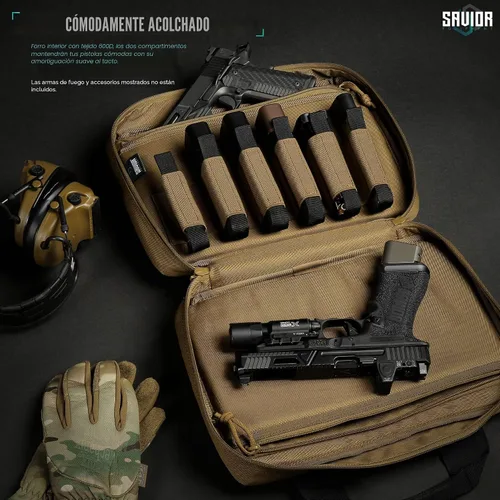 Vista 3 de Savior Equipment Specialist Series Tactical Double Scoped Handgun Firearm Case Pistol Bag For Outdoor Hunting Shooting Range, Lockable Compartment