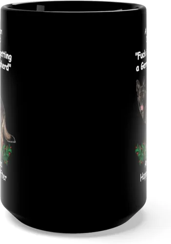 Vista 2 de Divertida taza de café negra con diseño de pastor alemán Sable A Wise Man Once Said Christmas 2025
