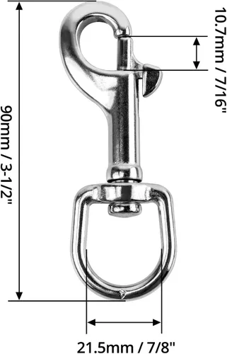 Vista 5 de QWORK® Clips de gatillo de acero inoxidable con juntas giratorias para correas de perro, mosquetón, paquete de 2