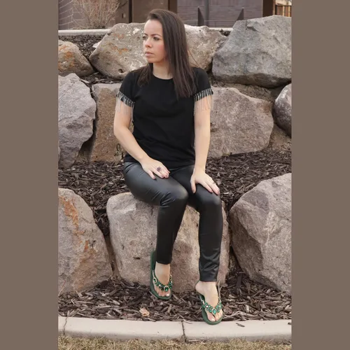 Vista 4 de Chanclas de diamantes de imitación glamorosas para mujer