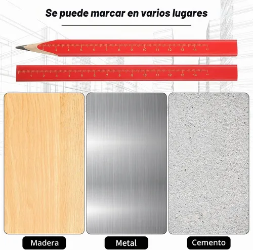 Vista 4 de Clabby 10 lápices de carpintero, lápices octogonales planos de construcción