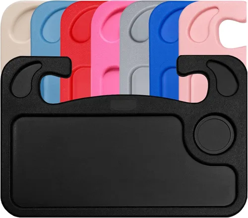 Vista 8 de lebogner Bandeja para volante, bandejas de comida para automóvil para comer, laptop, tableta, iPad o portátil, gancho para volante automático Beige