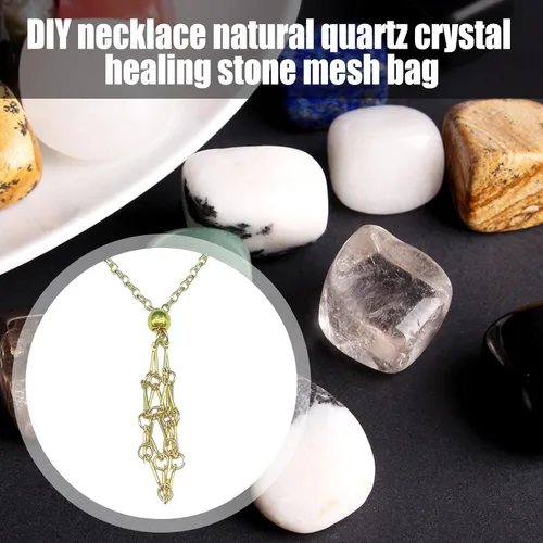 Vista 2 de Crystal Holder Necklace, Stainless Steel Crystals Stone Cage, Durable Empty Crystal Holder Necklace, Necklace Cage with Original Ecological Retro