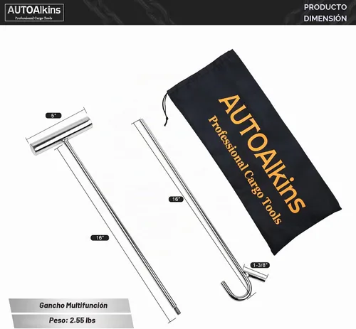 Vista 3 de Extractor de pasador de quinta rueda resistente, gancho de extractor de quinta rueda chapado en cromo de acero macizo de 32 pulgadas, 1 paquete