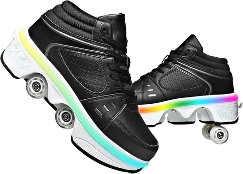 Vista 9 de Rueda de deformación de doble hilera Zapatos para caminar automáticos Deformación invisible Patín de ruedas 2 en 1 Patines de polea extraíble