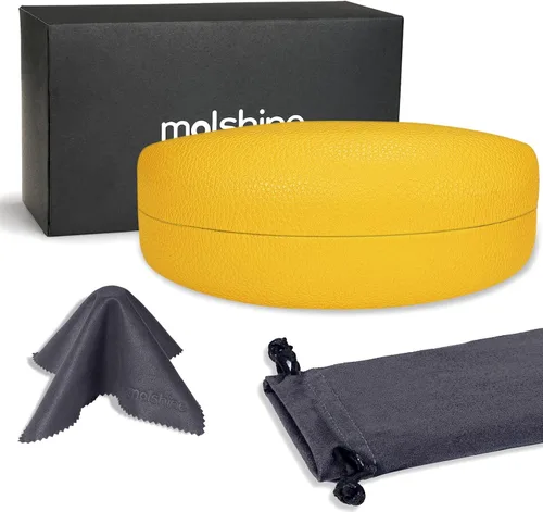 Vista 2 de molshine Estuche rígido para gafas de sol, estuche clásico para gafas de sol,Gafas con paño de limpieza,Bolsa