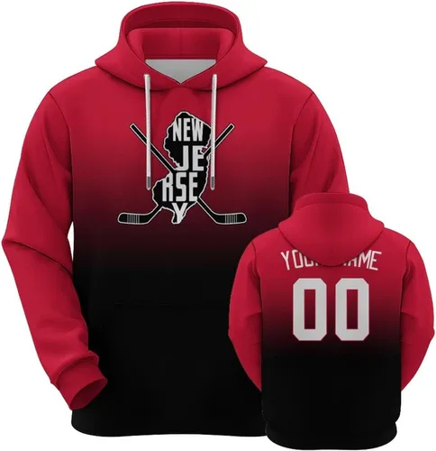 Vista 28 de Custom Hockey City Map Gradient Hoodies-Personalized Name Number Hooded Sweatshirts Hockey Fans Gifts for Men,Women,Youth