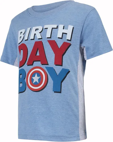 Vista 7 de Marvel Camiseta de manga corta para niños de Capitán América de los Vengadores para niños pequeños y niños pequeños - Azul