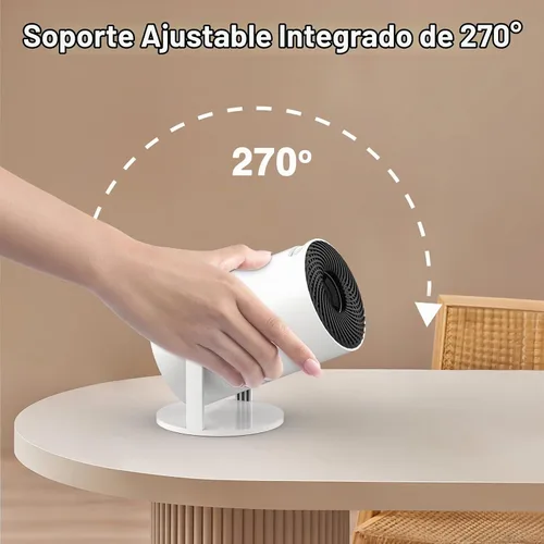 Vista 2 de [Aplicaciones integradas] PANSEBA Mini proyector inteligente ajustable de 270° con WiFi 6 y Bluetooth, proyector de película para exteriores