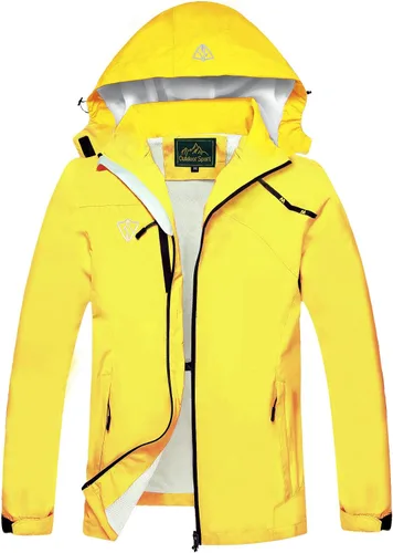 Vista 12 de GIISAM Chaqueta impermeable con capucha para mujer, chaqueta de lluvia ligera y plegable con cremallera completa, chaqueta cortavientos con capucha