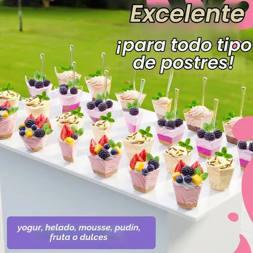 Vista 5 de Exquisitas mini tazas de postre con cucharas, 200 tazas de postre