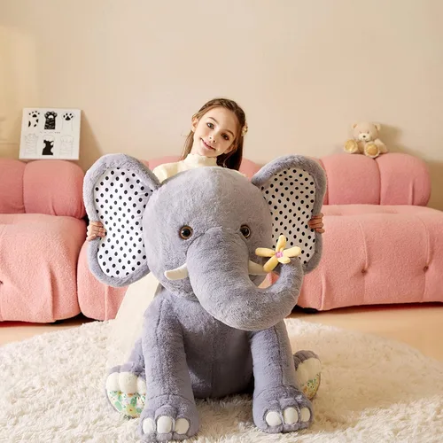Vista 2 de Juguete de peluche de elefante gigante, juguete suave, grande Jumbo de 25 pulgadas, lindo tamaño grande, enorme peluche esponjoso, regalos