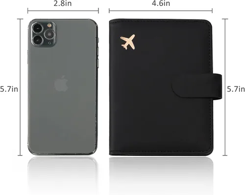 Vista 6 de Melsbrinna - Funda para pasaporte, ranuras para tarjetas, bonita funda para pasaporte para mujeres/hombres, resistente al agua con bloqueo RFID