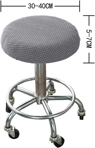Vista 2 de FOMIYES Funda de silla giratoria elástica redonda para taburete de barra: Protector de cojín circular para bar, cafetería, mostrador de taburete