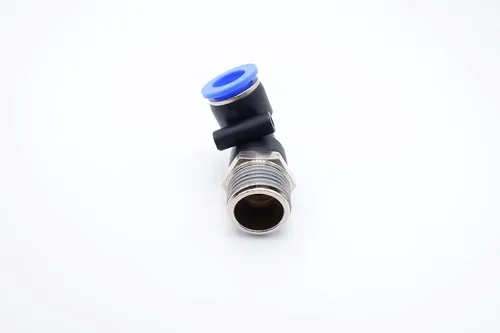 Vista 5 de Accesorio de Conexión por Empuje 1/2" Tubo OD x 1/2" Rosca Macho NPT, Codo Neumático Macho para Línea de Aire y Agua de 90 Grados con Giratorio