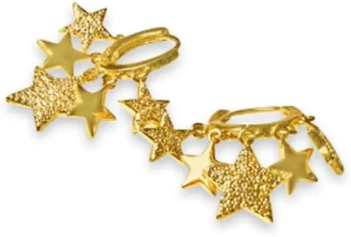 Vista 2 de Sulhin Aguirre Gold Plated Earrings with Unique Star-Shaped Design, Aretes de Estrellas Handcrafted with Care and Precision