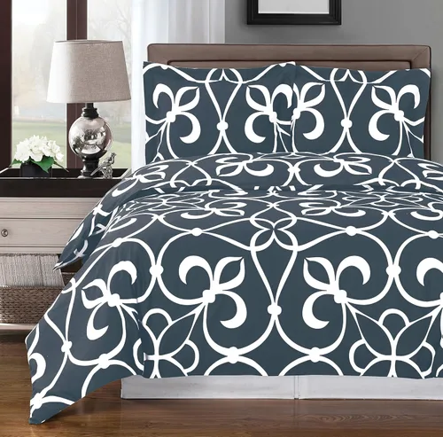 Vista 2 de Royal Hotel Bedding Juego de funda nórdica Victoria de 3 piezas, 100% algodón, 300 hilos, color negro y dorado